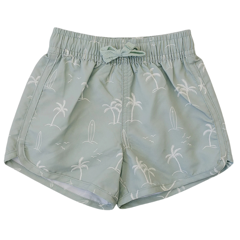 Mebie Baby surfer swim trunks in sage