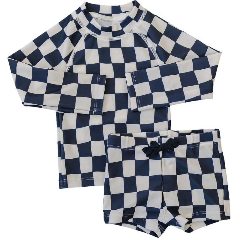 Mebie Baby wavy checkered baby two piece swimwear