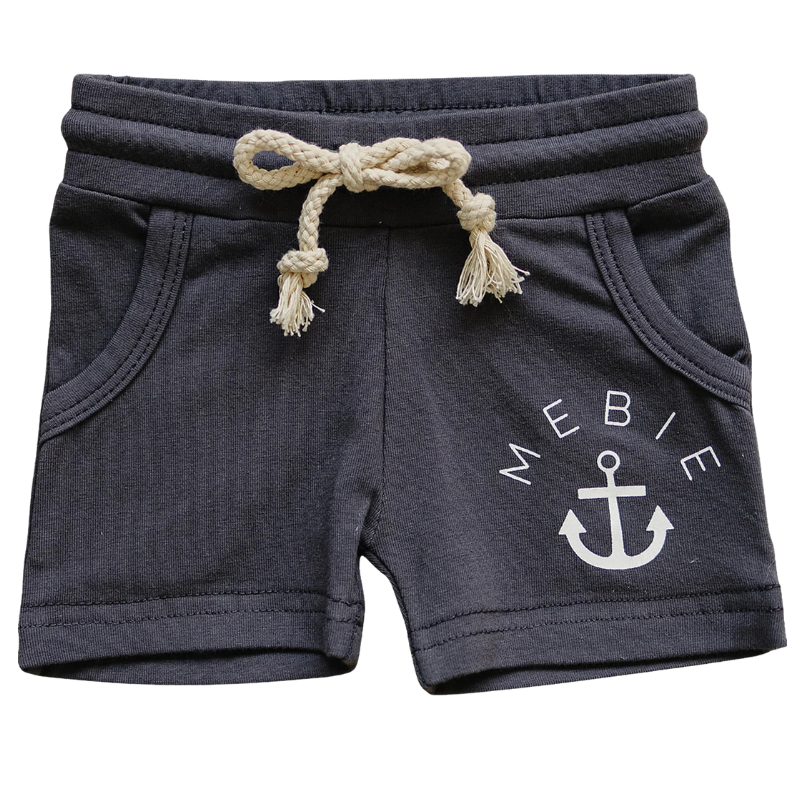 Mebie baby cotton shorts in slate