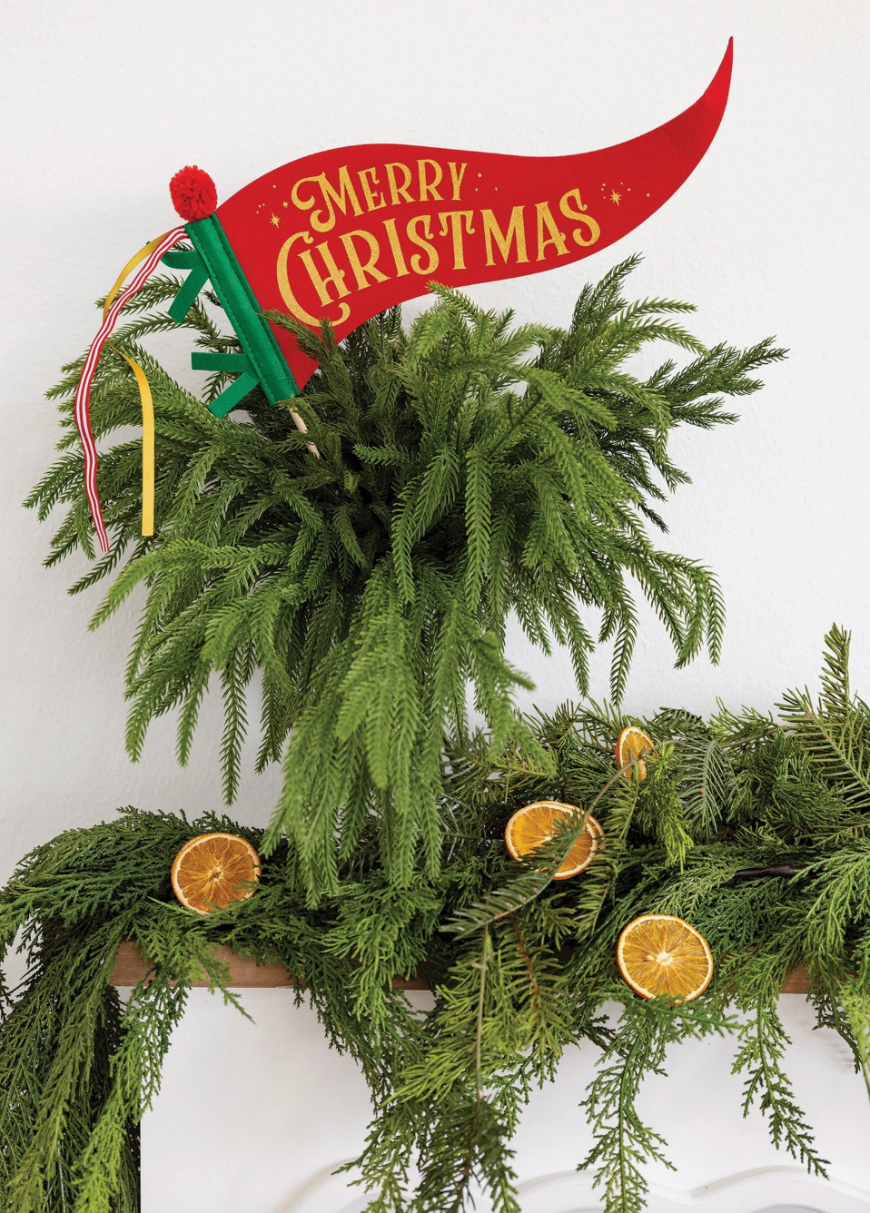 Merry Christmas felt pennant red green gold
