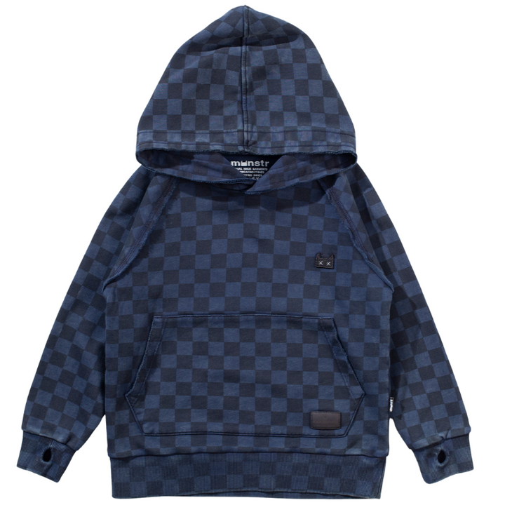 Munster Kids checkered hoodie in blue