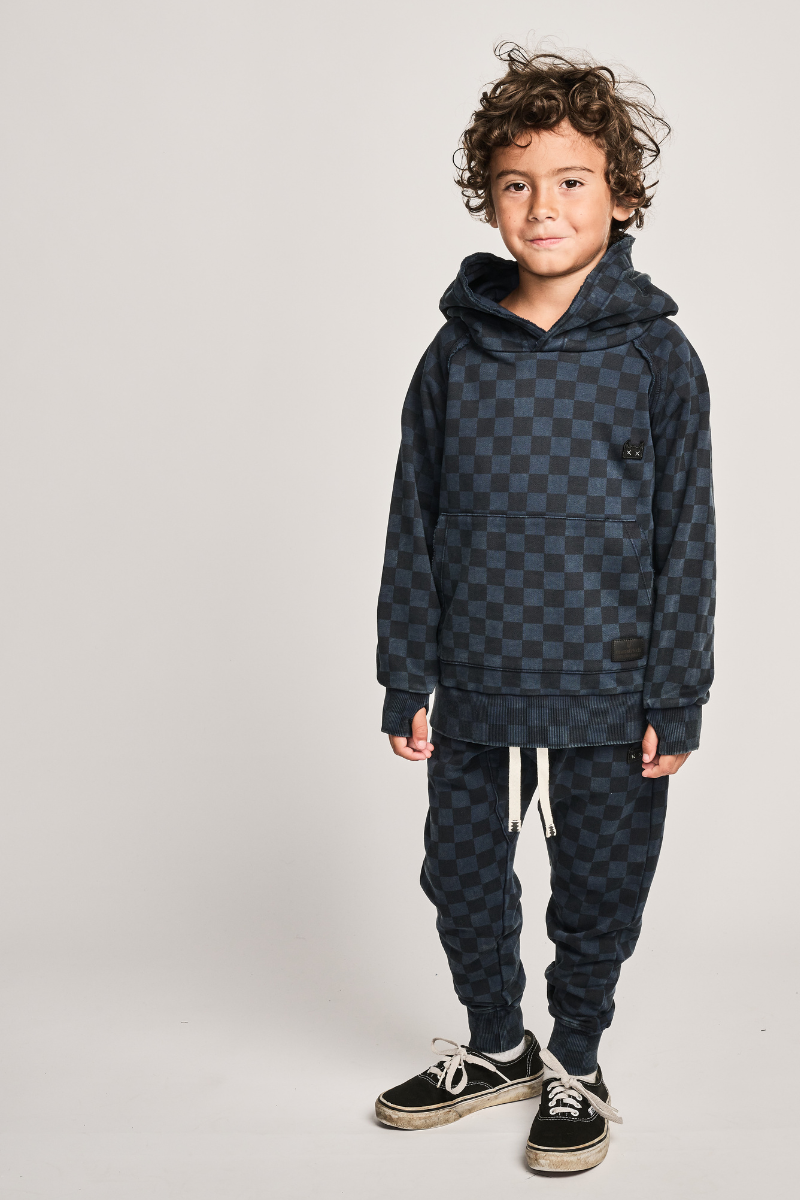 Munster Kids checkered navy hoodie