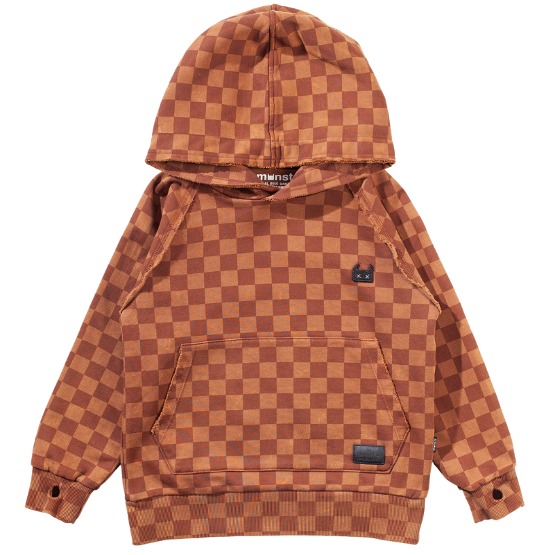 Munster Kids rust checkered hoodie