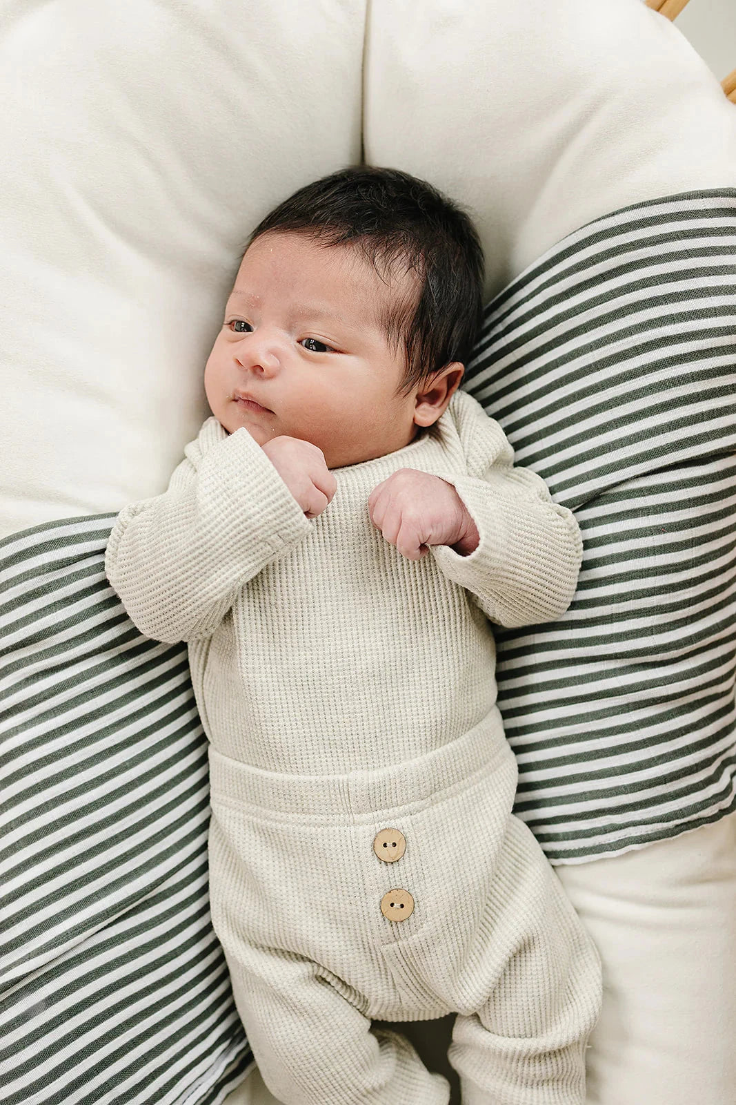 Newborn Baby infant Waffle onesie pants set in Heather Oatmeal