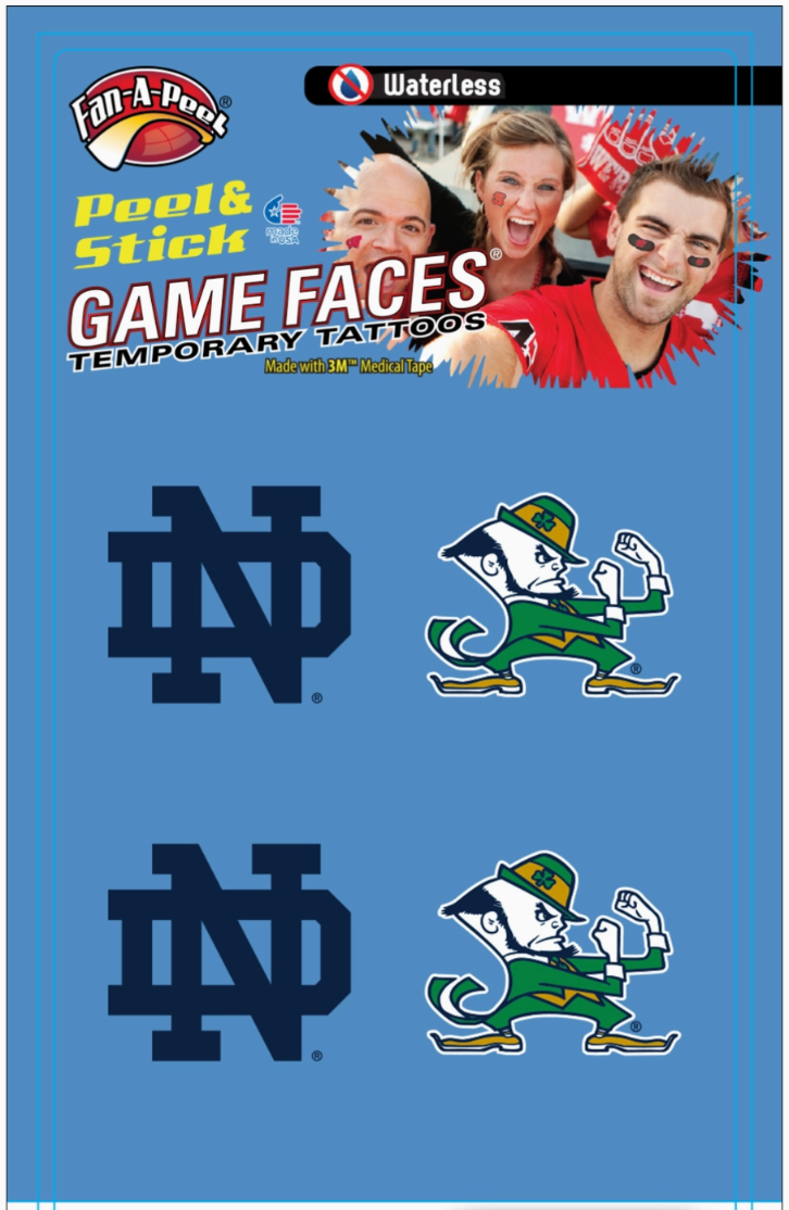 Notre Dame Fighting Irish temporary tattoos