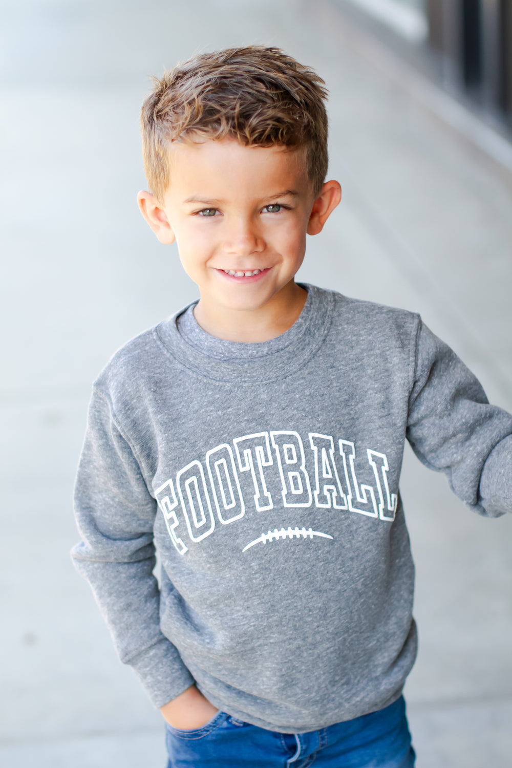 Oat Collective boys football sweatshirt grey