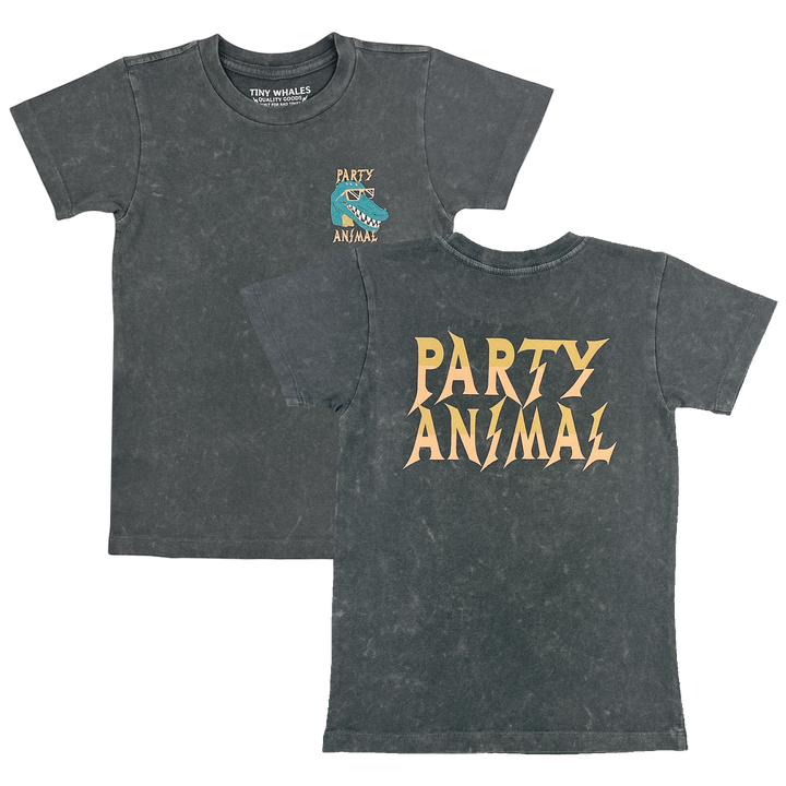 Tiny Whales - Party Animal Tee in Mineral Black (Front/back graphic)