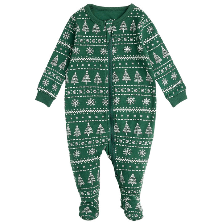 Petit Lem - Festive Firs Baby Sleeper in Evergreen
