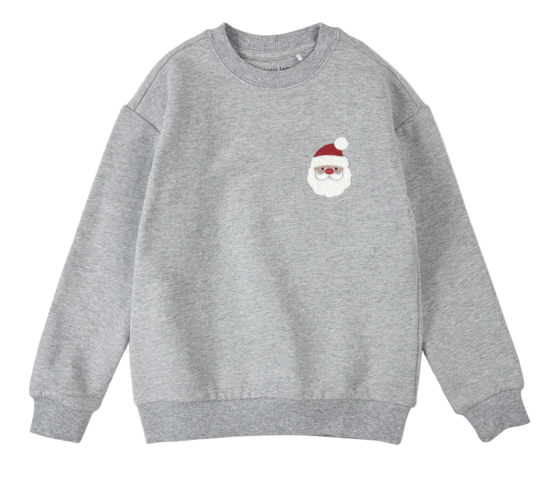 Petit Lem Santa applique sweatshirt in heather grey