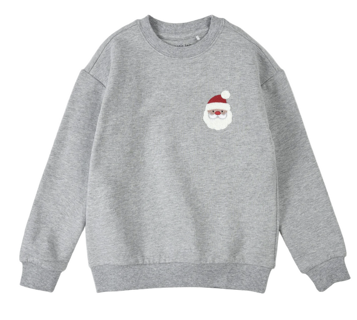 Petit Lem Santa applique sweatshirt in heather grey