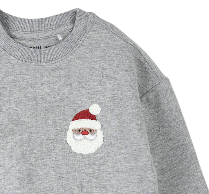 Petit Lem santa sweatshirt in heather grey