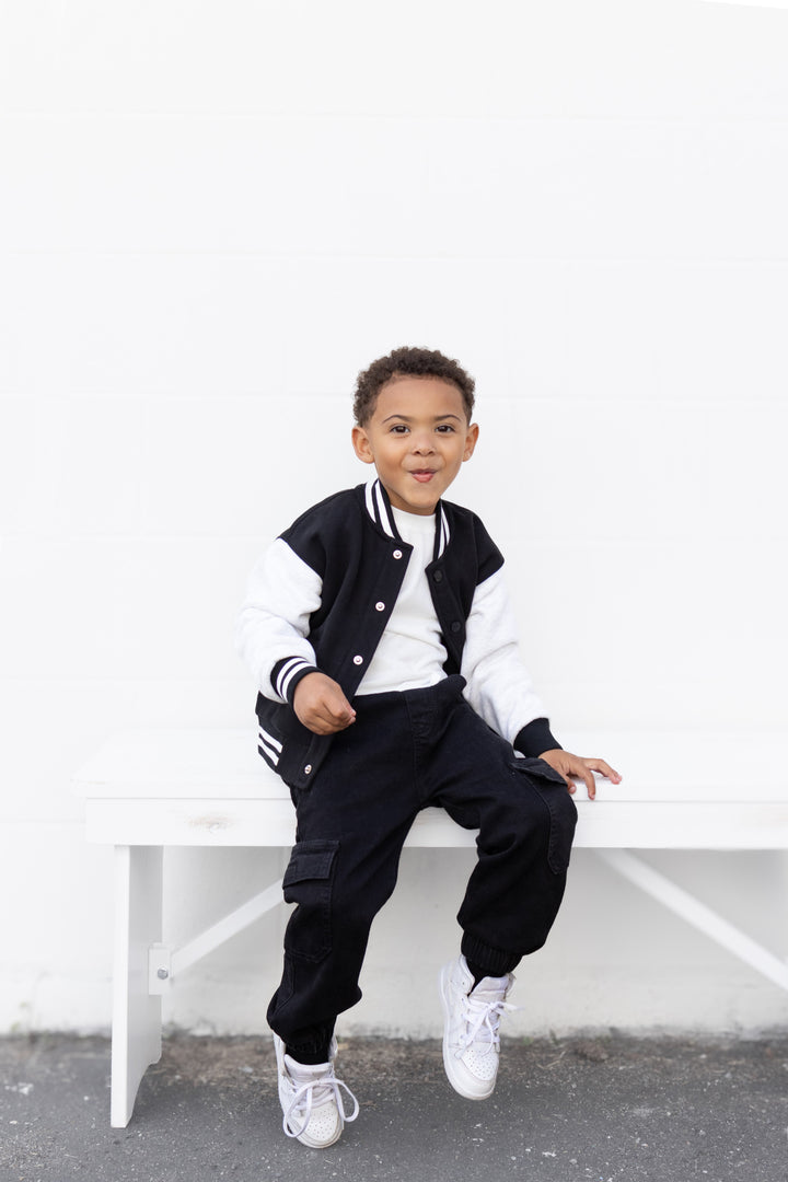 Little Bipsy - Varsity Jacket in Black