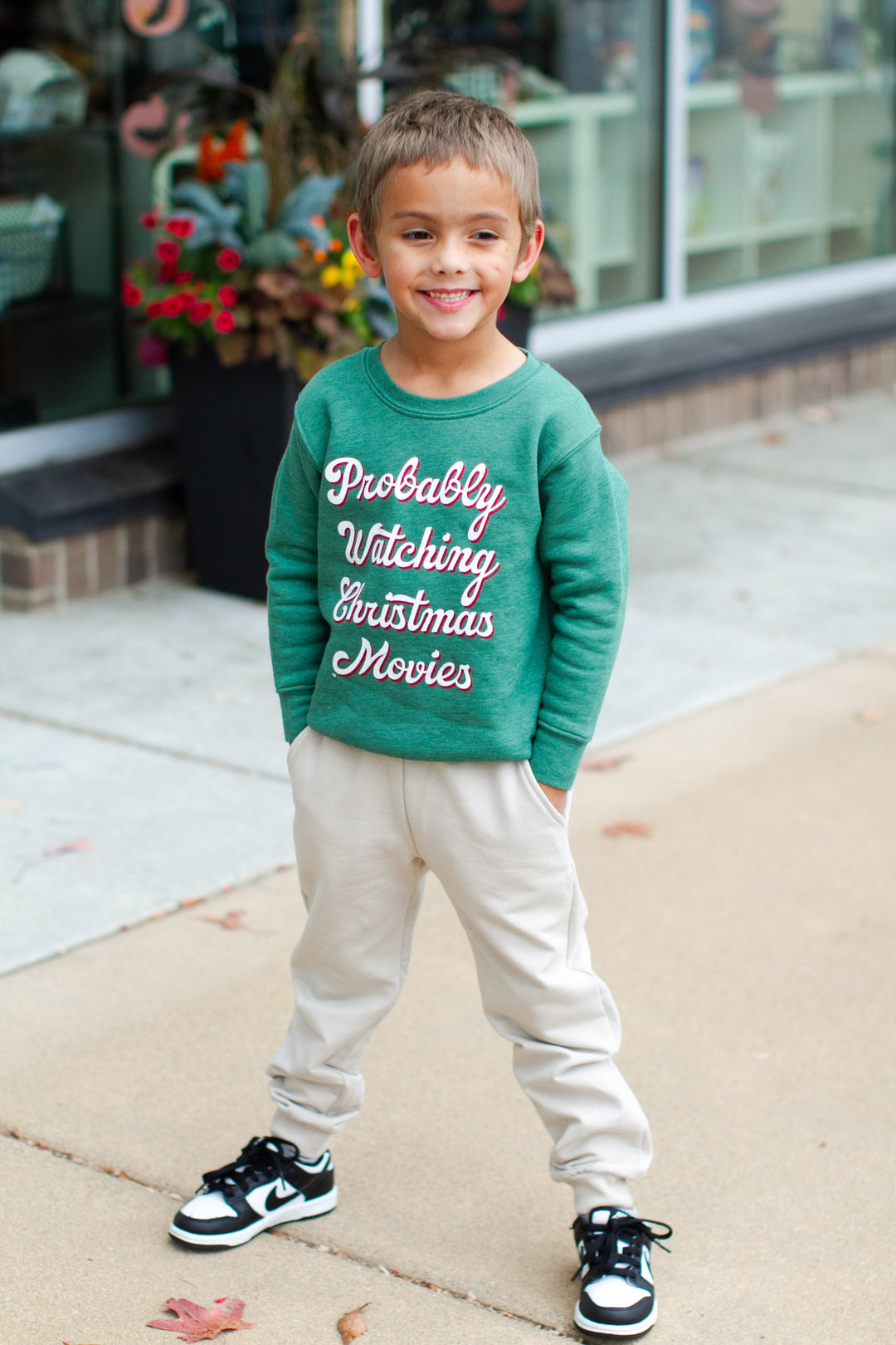 Probably watching Christmas movies kids sweatshirt