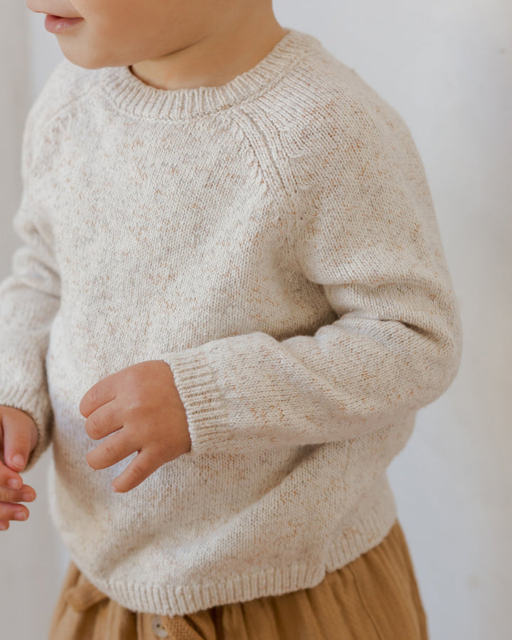 Quincy Mae - Knit Sweater in Speckled Natural (2-3Y)