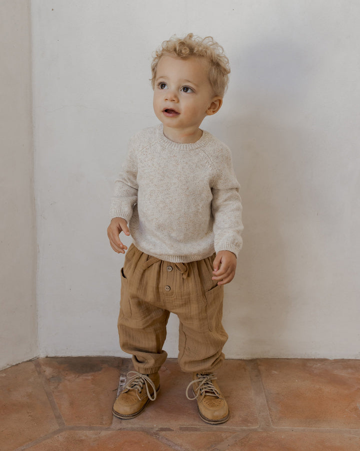 Quincy Mae - Knit Sweater in Speckled Natural (2-3Y)