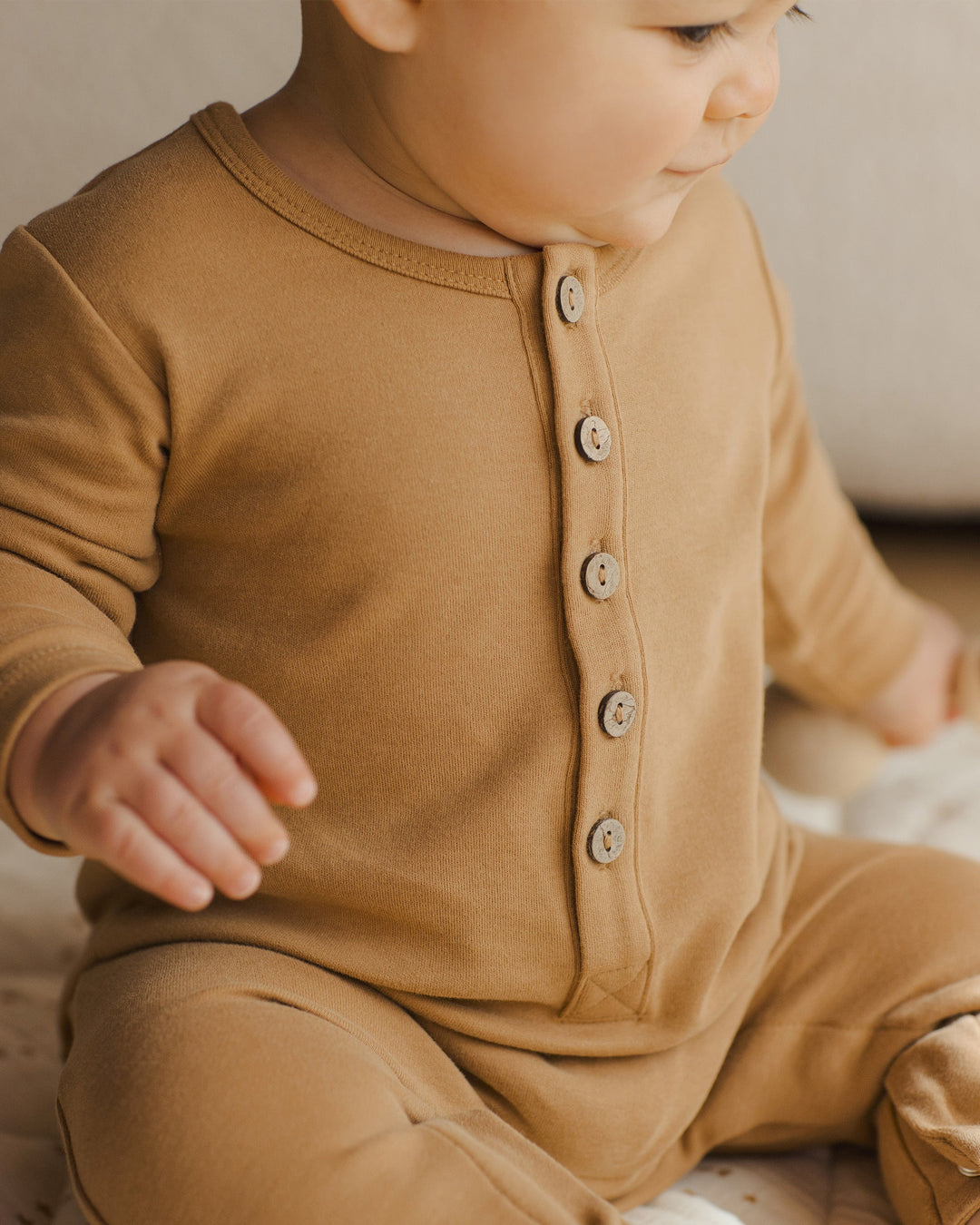 Quincy Mae - Long Sleeve Jumpsuit in Golden