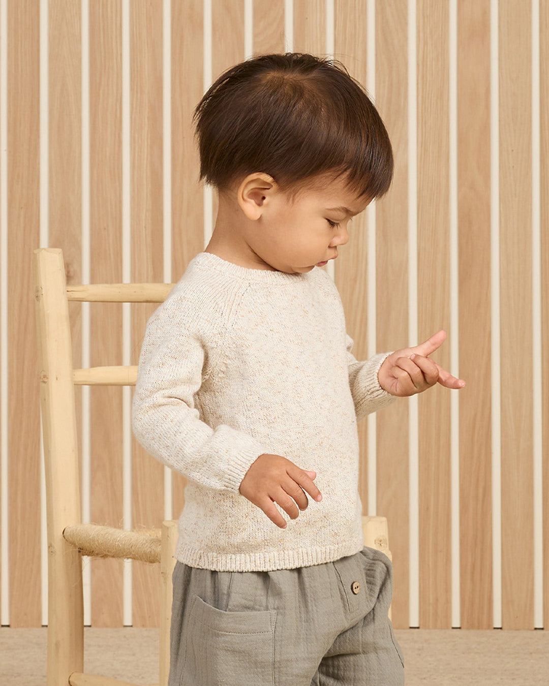 Quincy Mae - Knit Sweater in Speckled Natural (2-3Y)