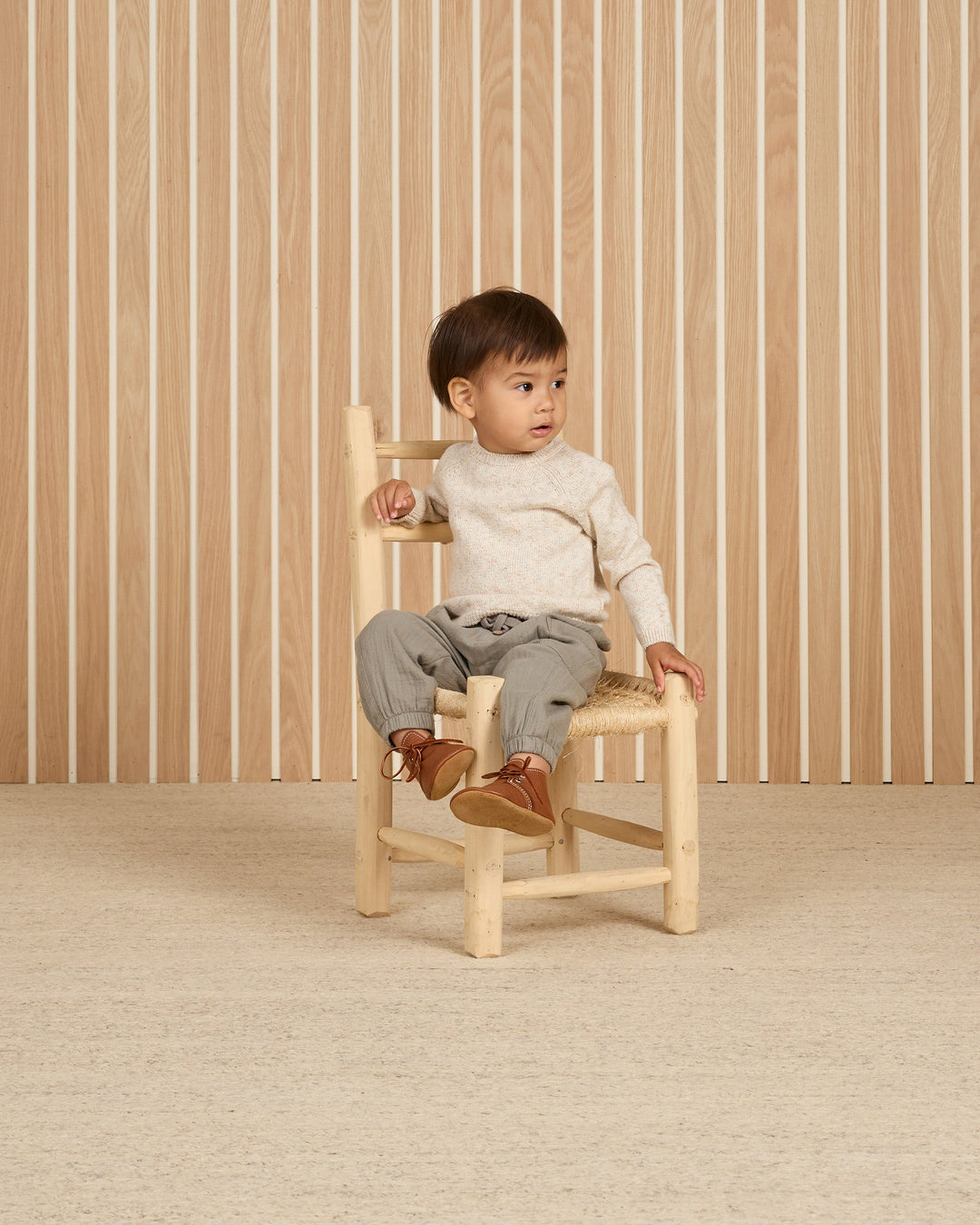 Quincy Mae - Knit Sweater in Speckled Natural (2-3Y)