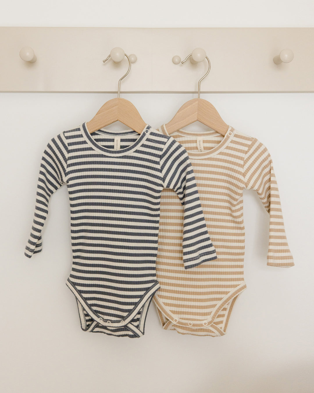 Quincy Mae - Ribbed Bodysuit in Indigo Stripe