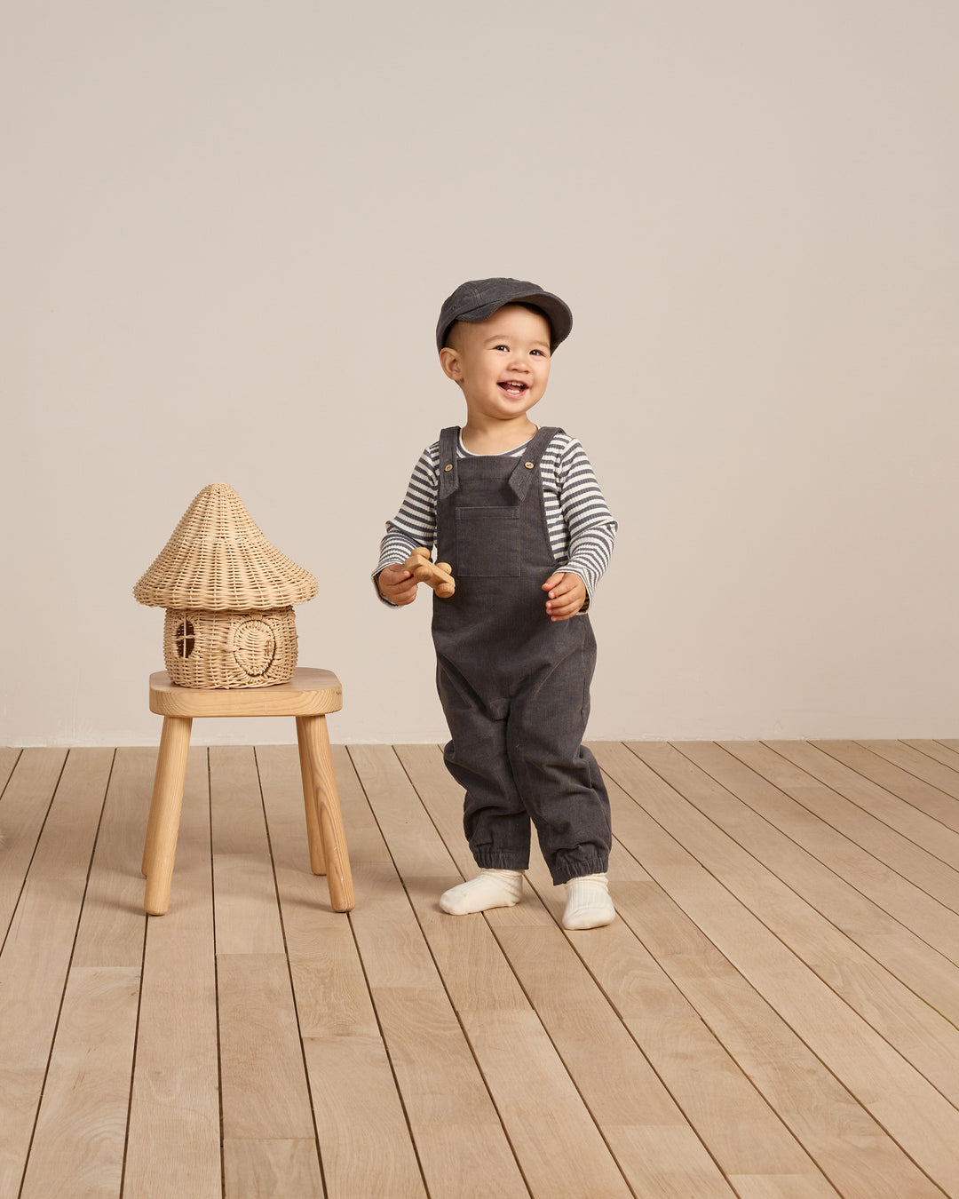 Quincy Mae - Ribbed Bodysuit in Indigo Stripe