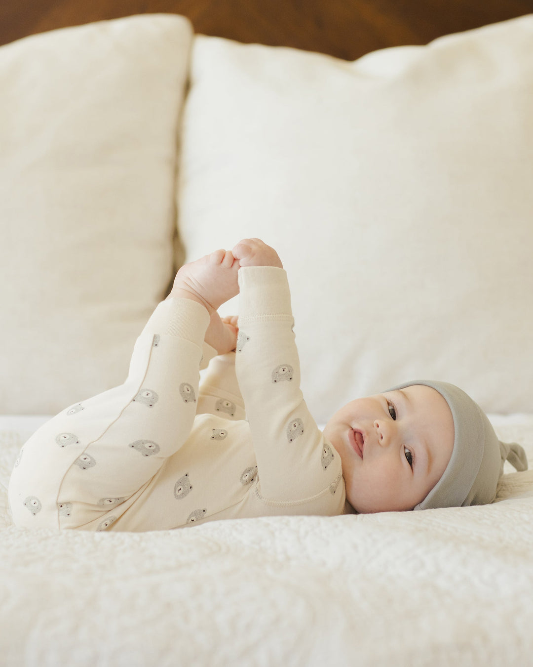 Quincy Mae - Zip Long Sleeve Bears Sleeper in Natural