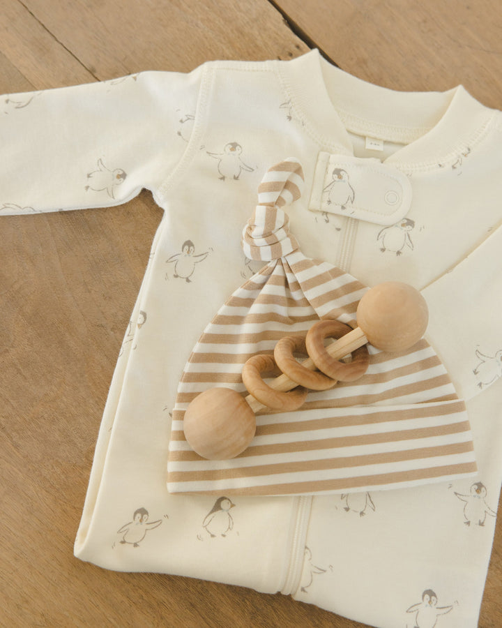 Quincy Mae - Penguins Zip Long Sleeve Sleeper in Ivory