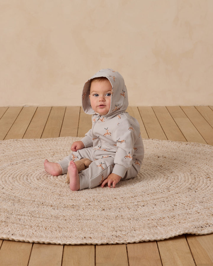 Quincy Mae - Reindeer Hooded Jumpsuit in Frost