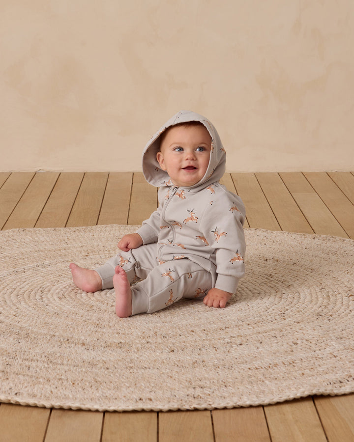 Quincy Mae - Reindeer Hooded Jumpsuit in Frost