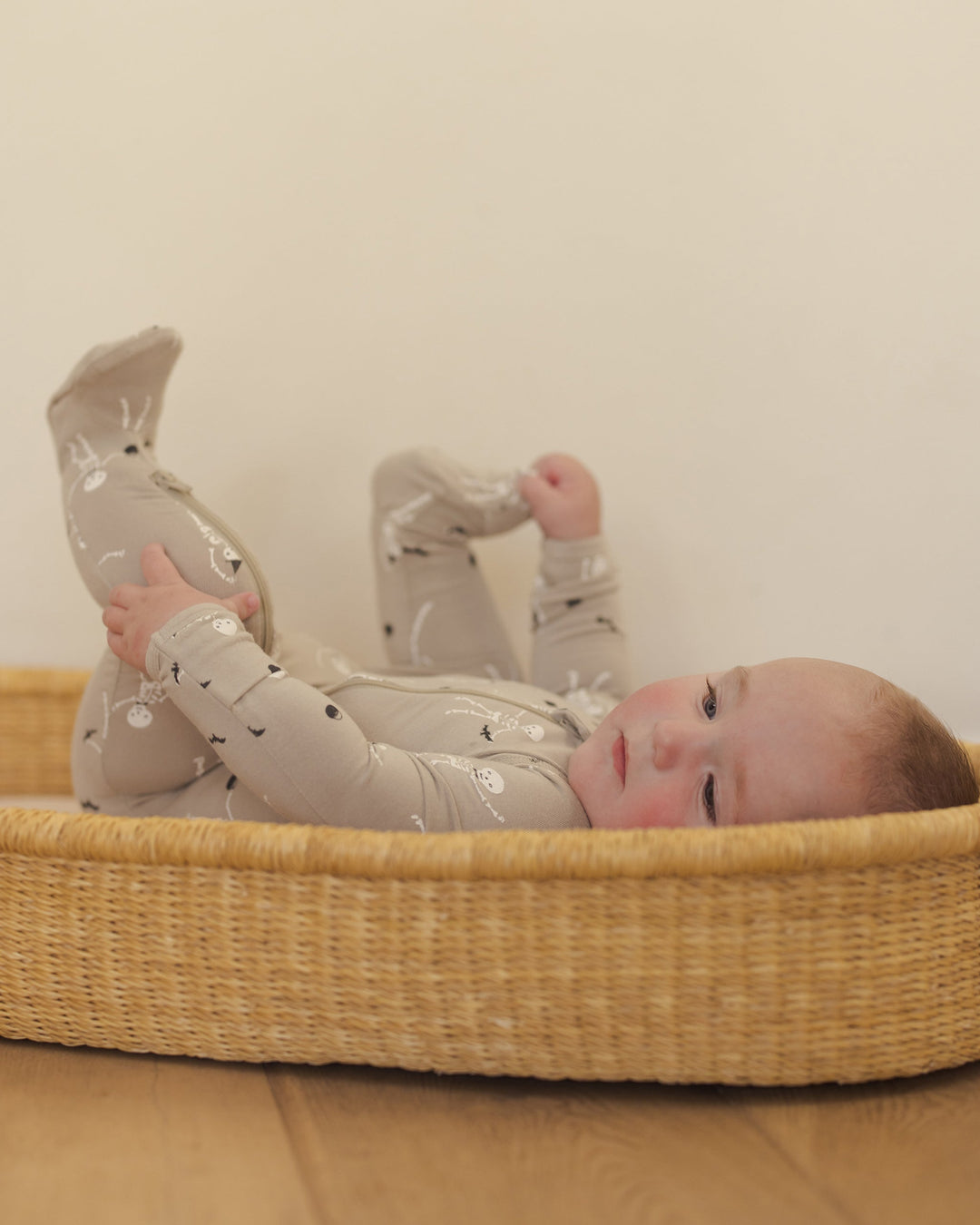 Quincy Mae - Skeleton Bamboo Zip Footie in Grey