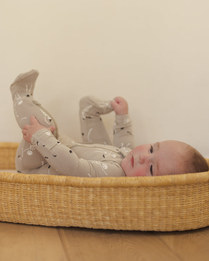 Quincy Mae - Skeleton Bamboo Zip Footie in Grey