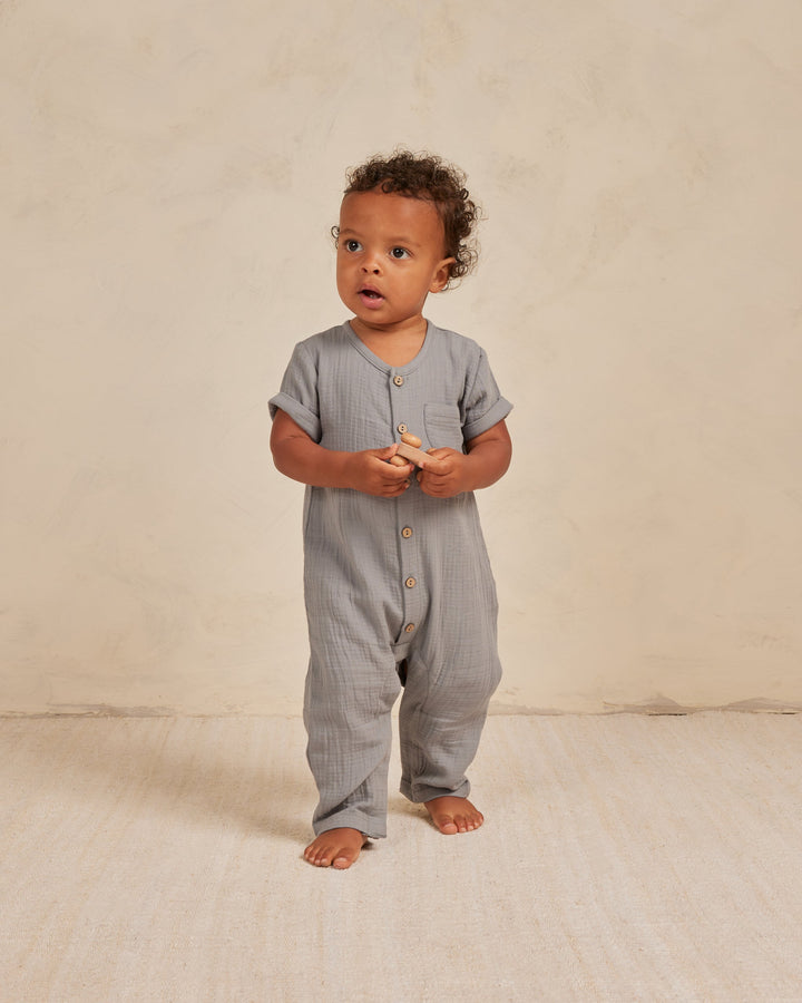 Quincy Mae - Charlie Woven Jumpsuit in Lagoon