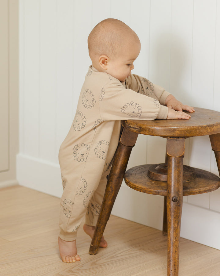 Quincy Mae - Relaxed Fleece Lions Jumpsuit in Latte