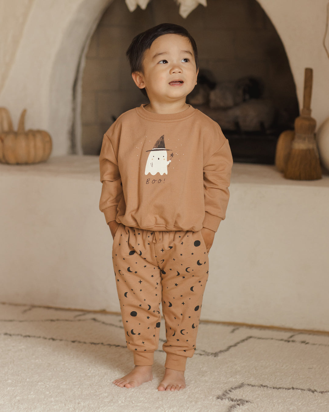 Quincy Mae - Relaxed Fleece Night Sky Sweatpants in Spice (18–24mo)