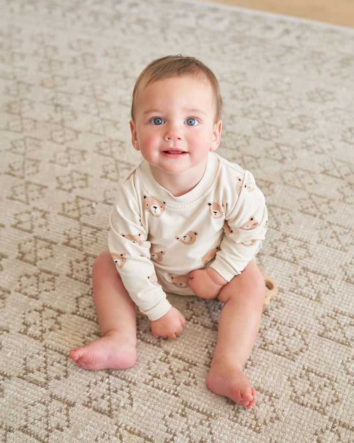 Quincy Mae - Teddy Bubble Romper in Natural