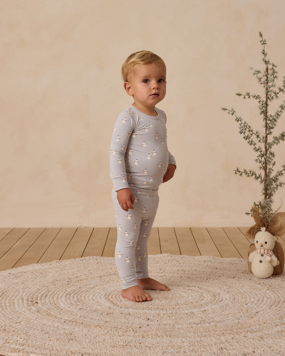 Quincy Mae - Baby Snowmen Bamboo Pajama Set in Frost