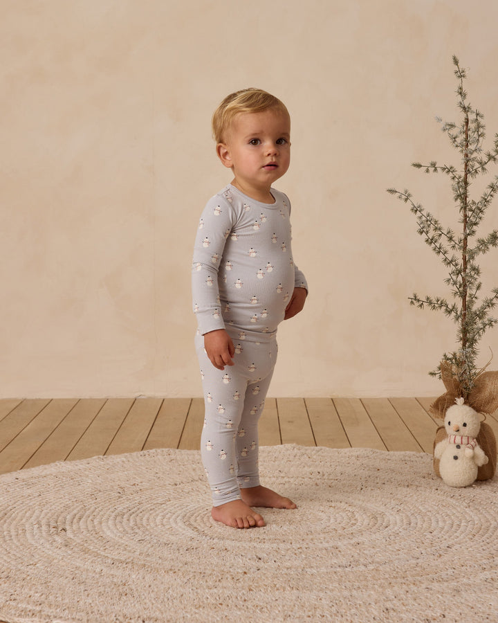 Quincy Mae - Baby Snowmen Bamboo Pajama Set in Frost