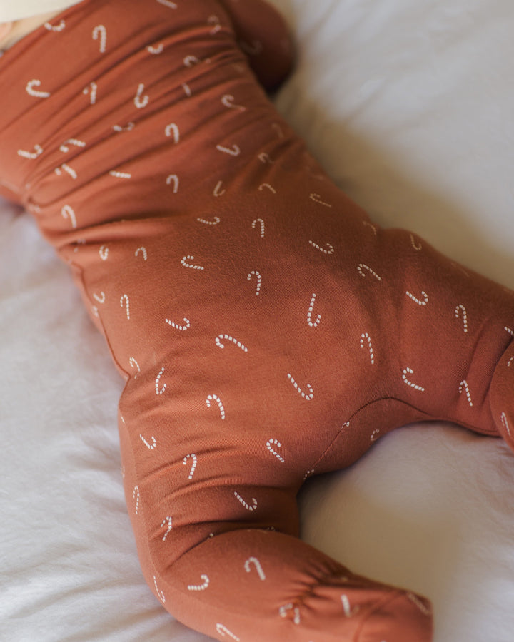 Quincy Mae - Candy Canes Baby Bamboo Zip Footie