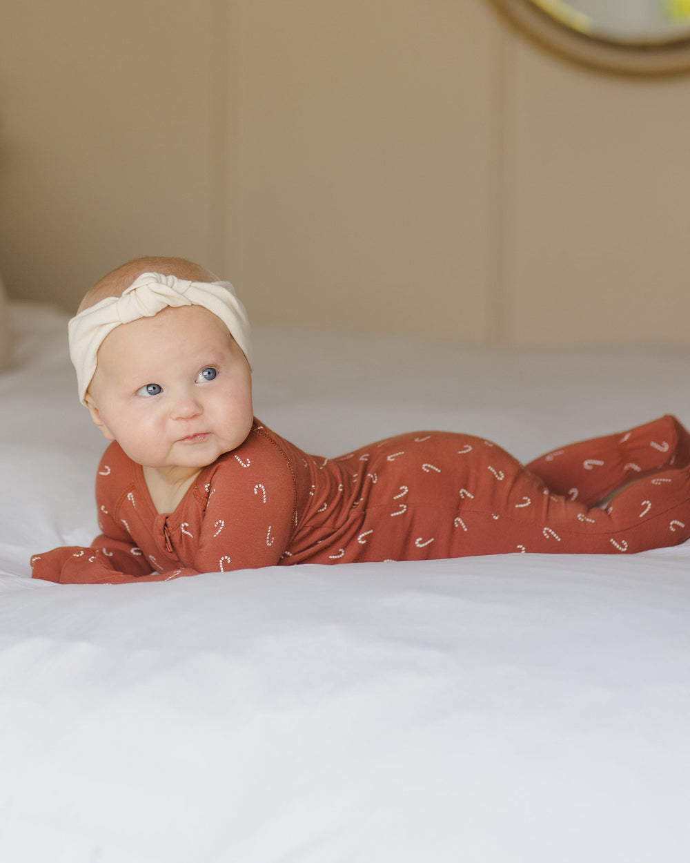 Quincy Mae - Candy Canes Bamboo Zip Footie