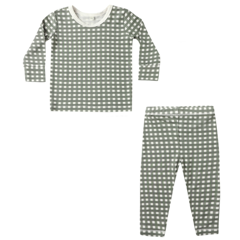 Quincy Mae - Forest Checks Bamboo Pajama Set in Ivory