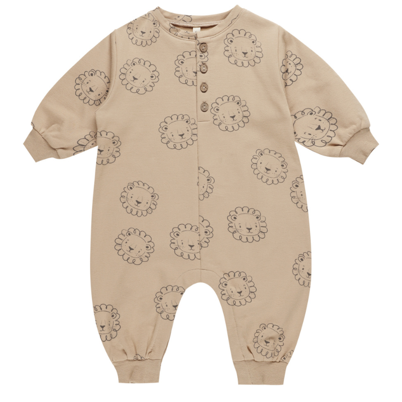 Quincy Mae - Relaxed Fleece Lions Jumpsuit in Latte