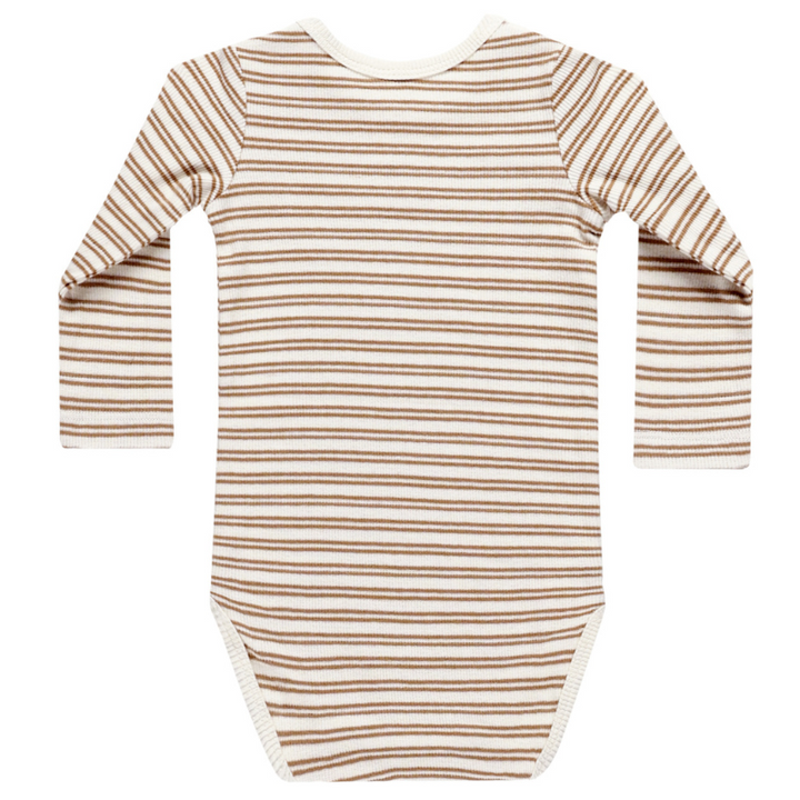 Quincy Mae - Ribbed Long Sleeve Bodysuit in Golden Stripe back