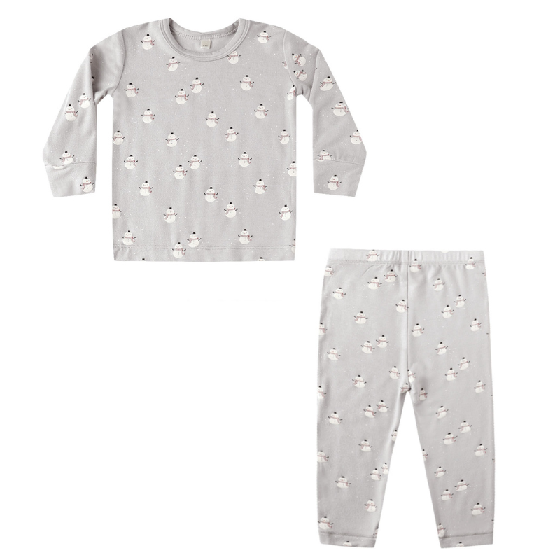 Quincy Mae - Snowmen Bamboo Pajama Set in Frost