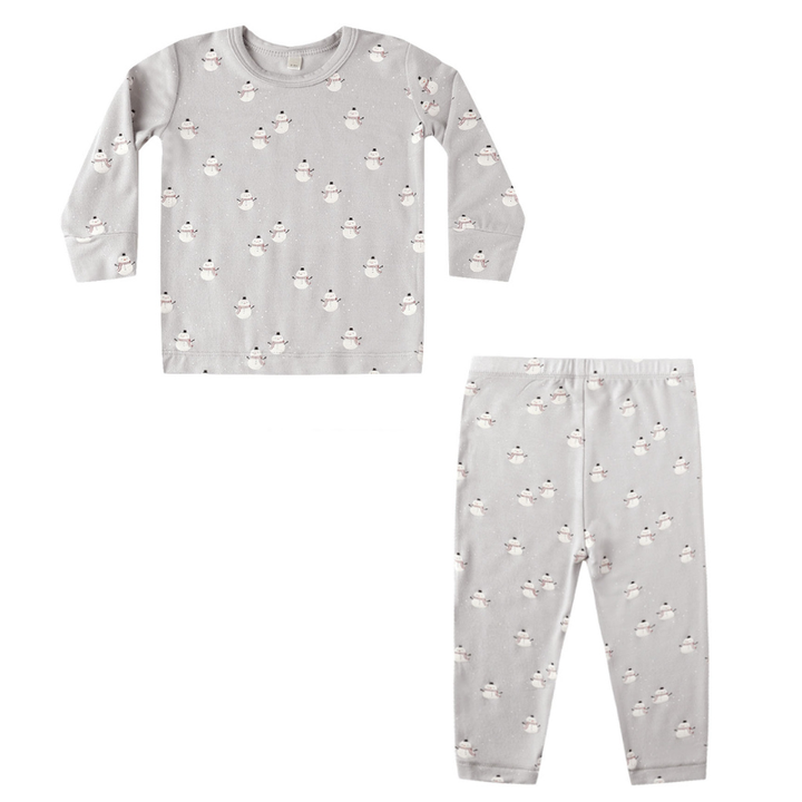 Quincy Mae - Snowmen Bamboo Pajama Set in Frost
