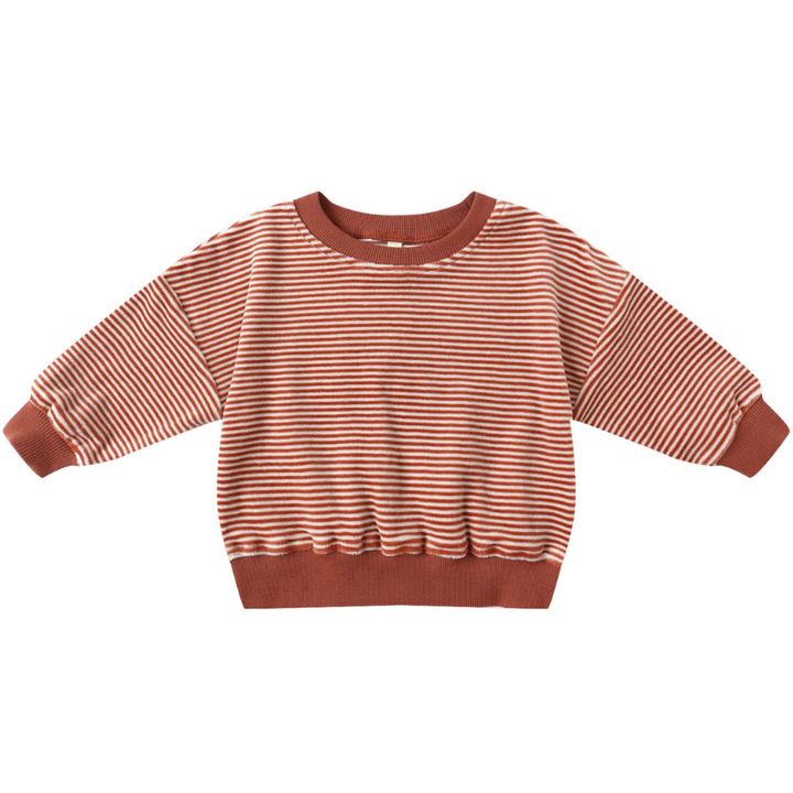 Quincy Mae - Velour Relaxed Sweatshirt in Candy Cane Stripe