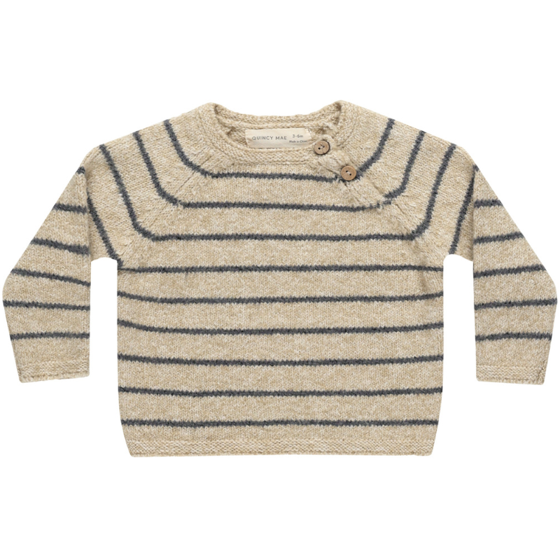 Quincy Mae Ace Knit Sweater Indigo stripes