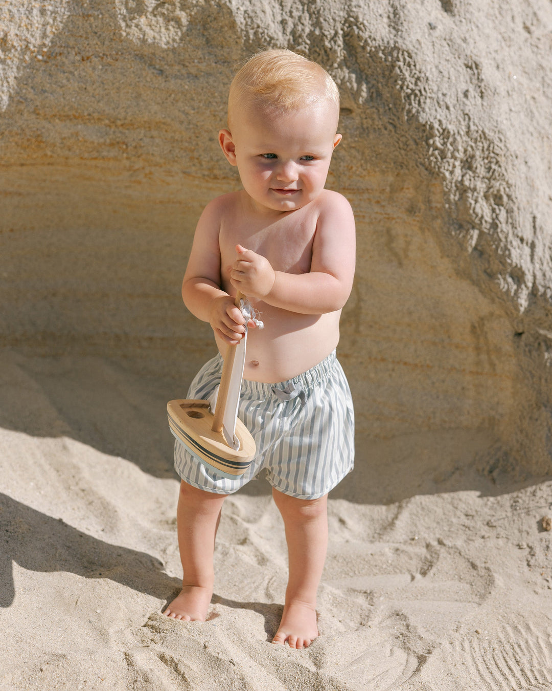 Quincy Mae Baby Boy Swim Shorts in Summer Stripes