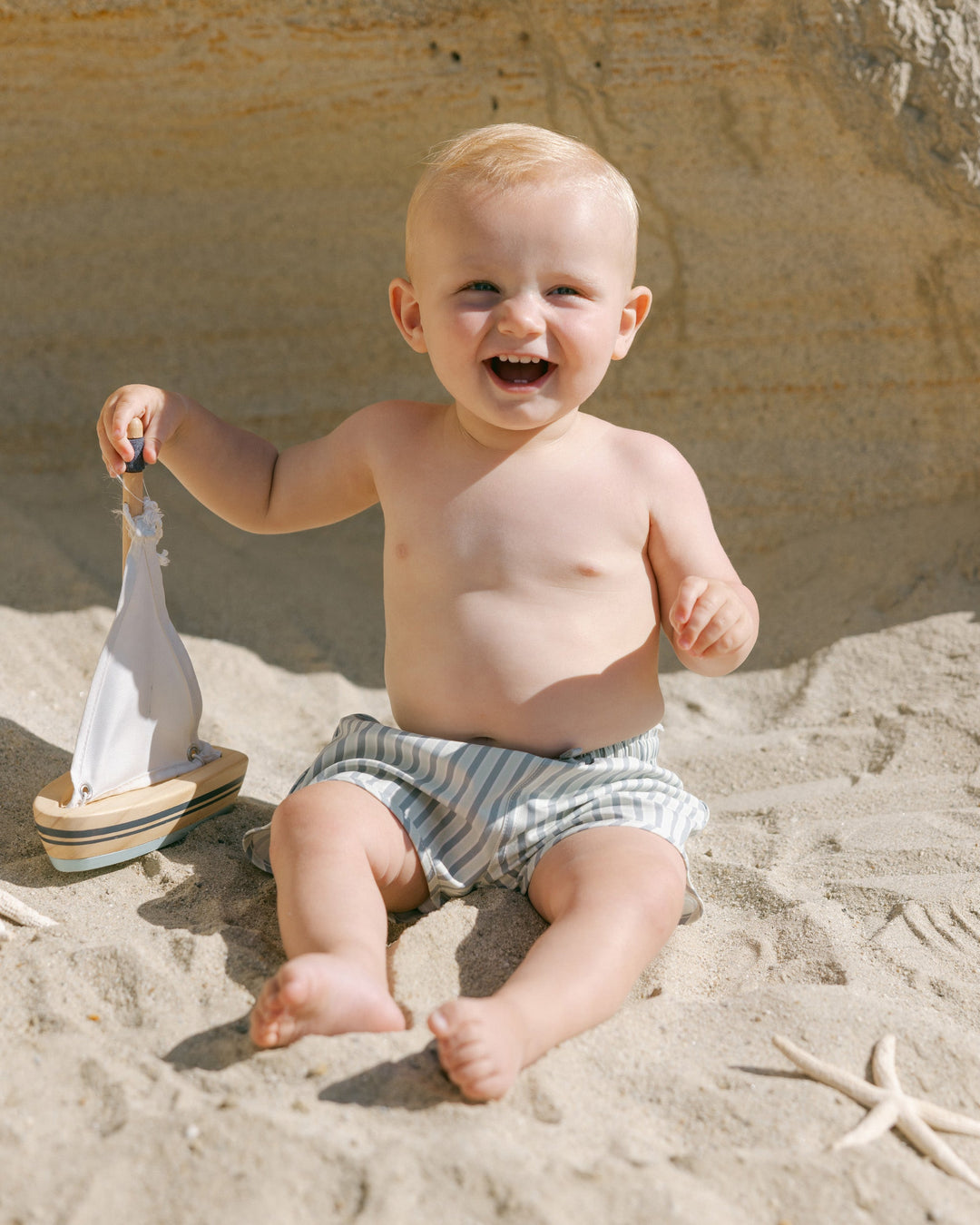 Quincy Mae Baby Boys Swim Shorts in Summer Stripes