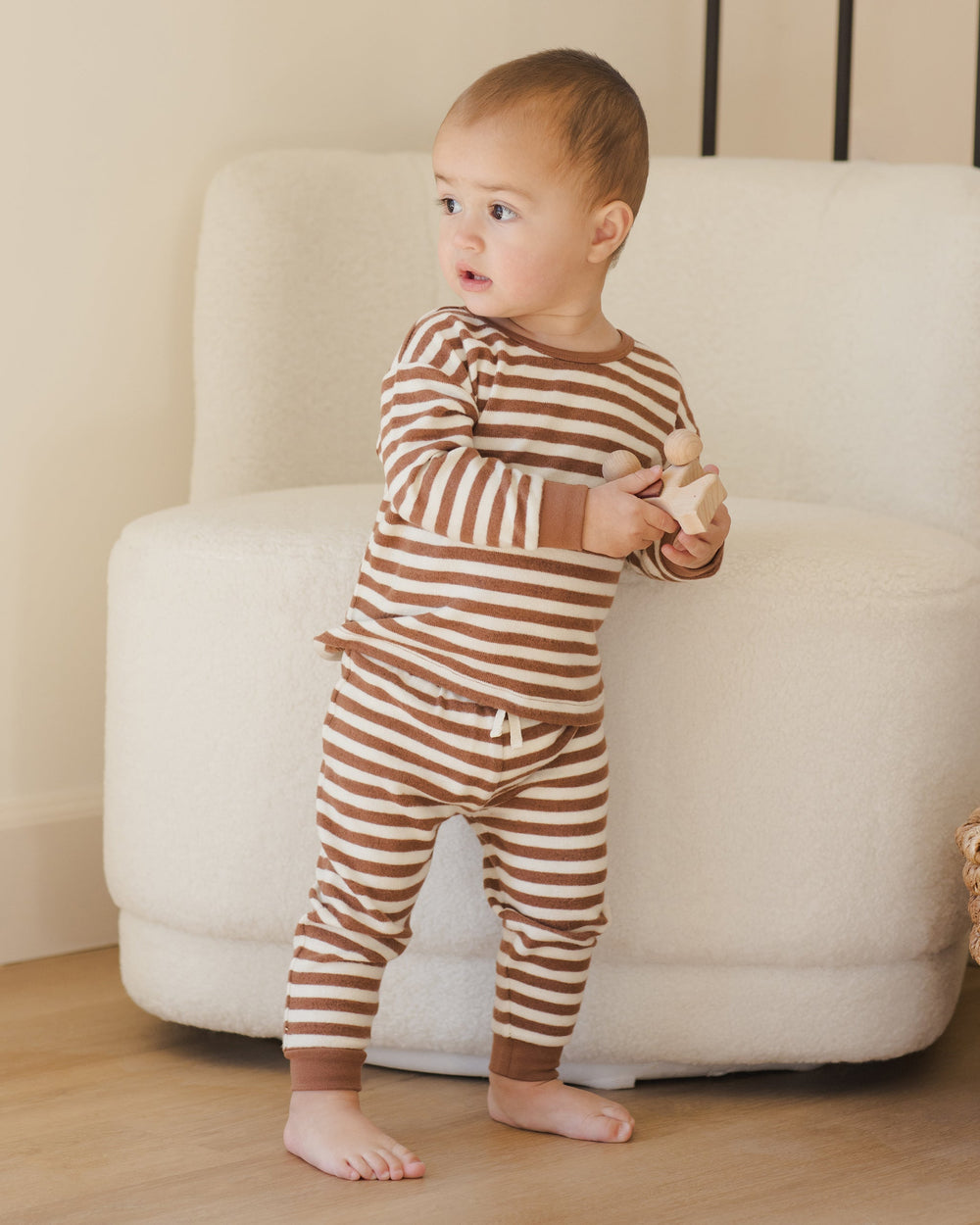 Quincy Mae Cozy toddler set in cedar stripes