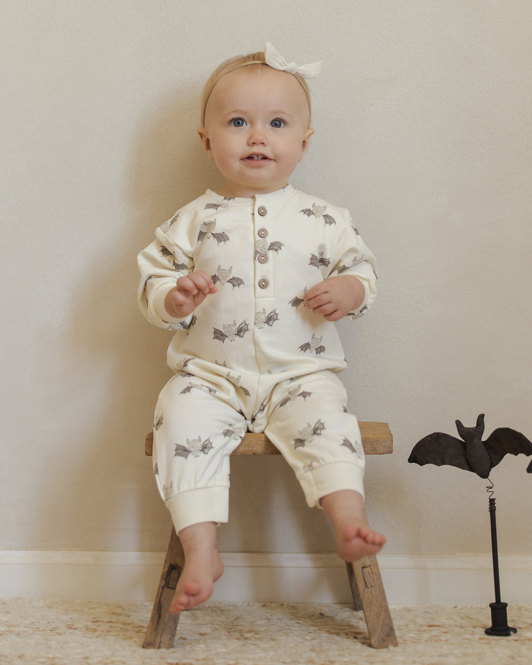 Quincy Mae Halloween bats baby jumpsuit