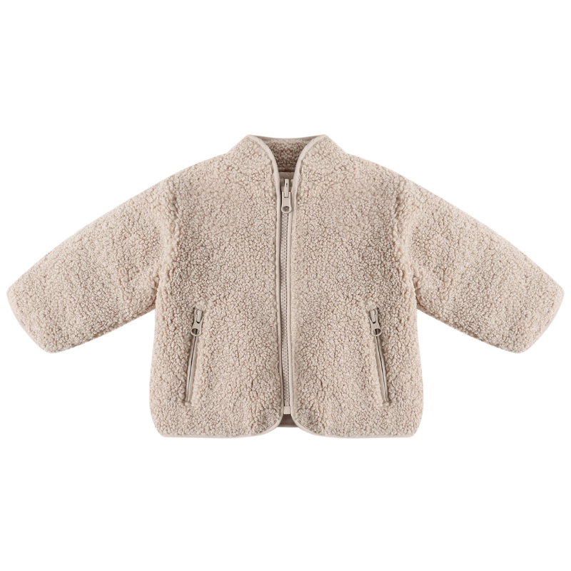 Quincy Mae Shearling Zip Jacket in Oat
